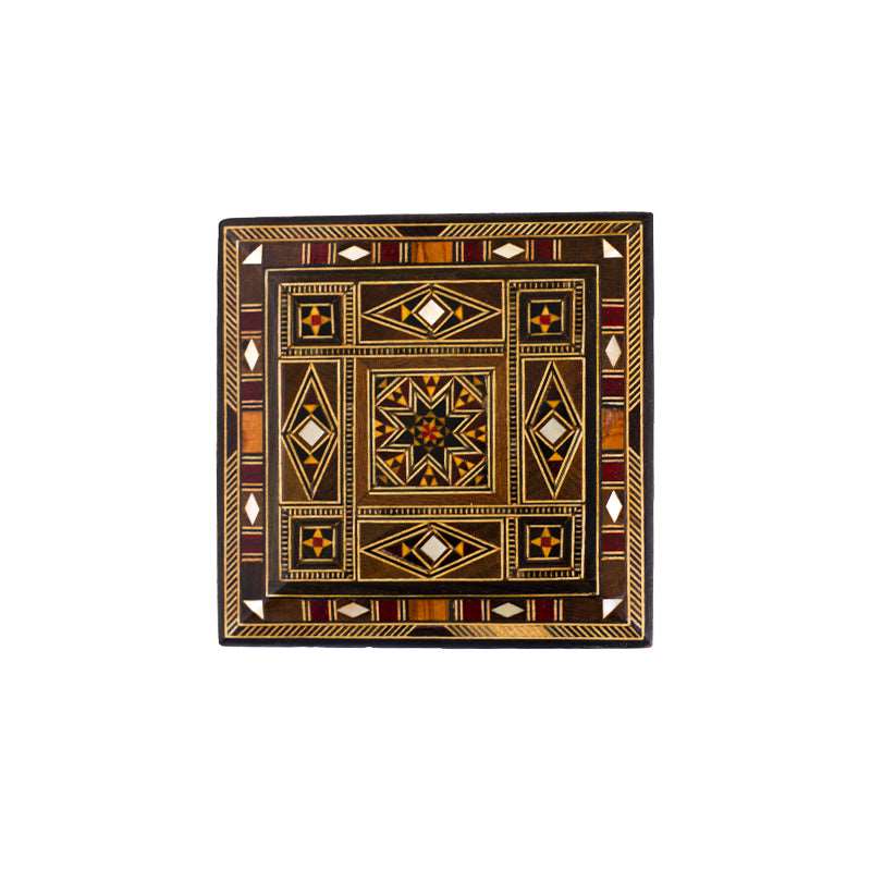 Wooden Mosaic box- Square Mosaic Box- Geometric Pattern- HM1502