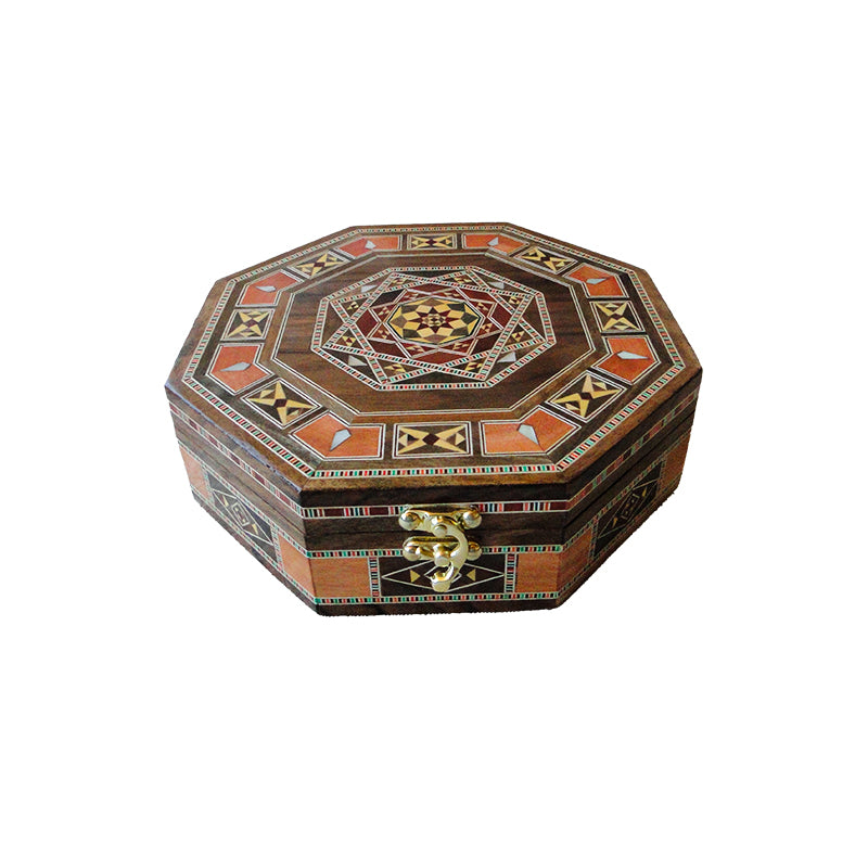 Wooden Mosaic box - Handmade - Octagon - Mosaic Geometric Pattern - HM1546 & HM1547
