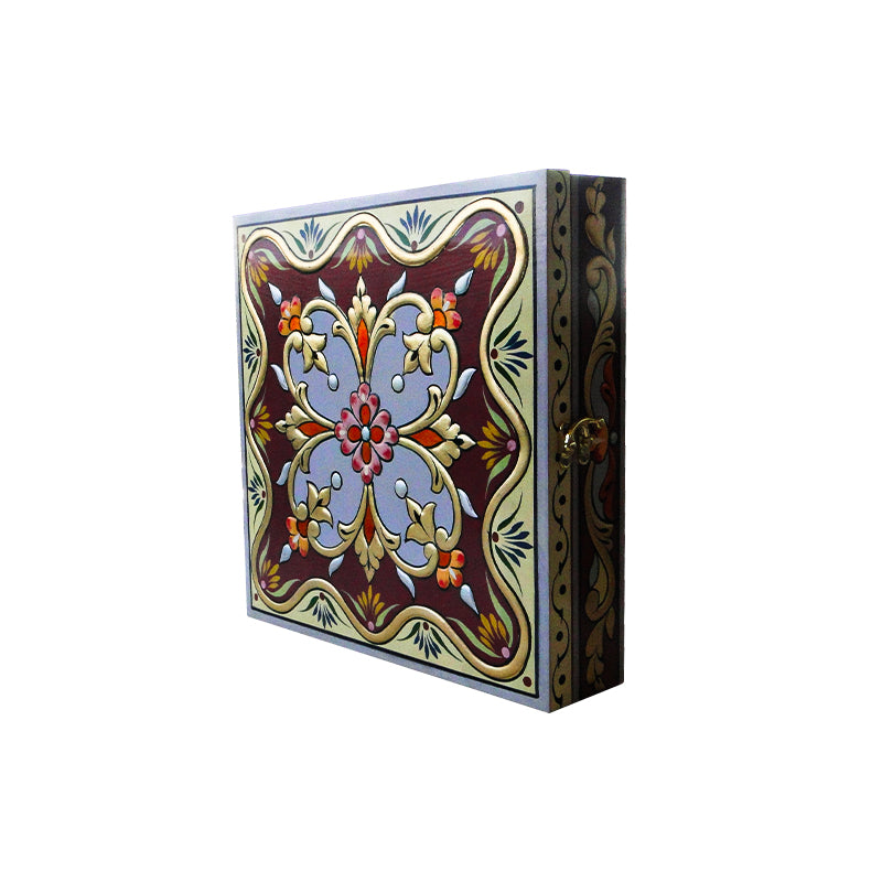 Wooden Ajami box- Square Ajami Box- Floral Design- HM1527