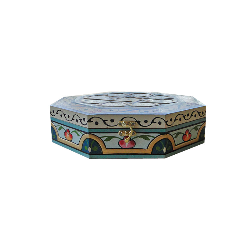Wooden Ajami box- Octagon Ajami Box- Arabic thread pattern- HM1525