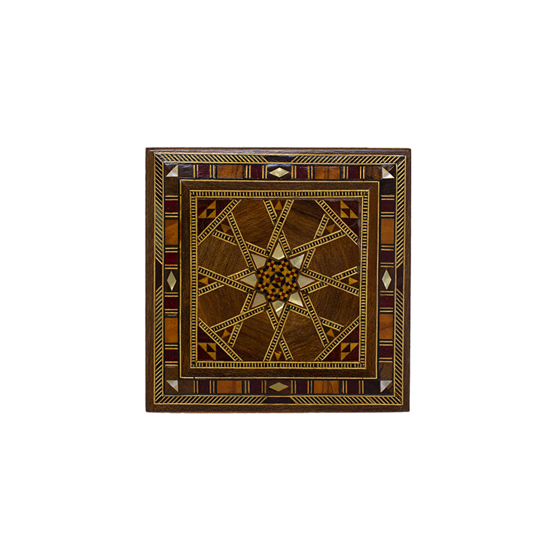 Wooden Mosaic box- Square Mosaic Box-Geometric Pattern- HM1503