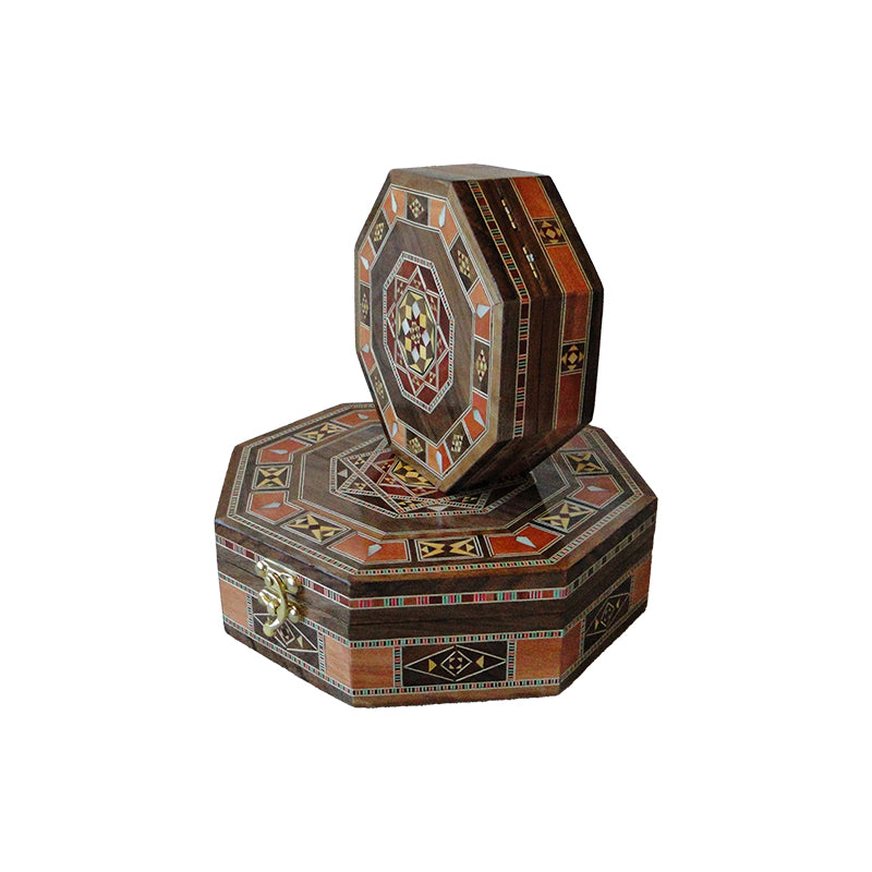 Wooden Mosaic box - Handmade - Octagon - Mosaic Geometric Pattern -HM1547