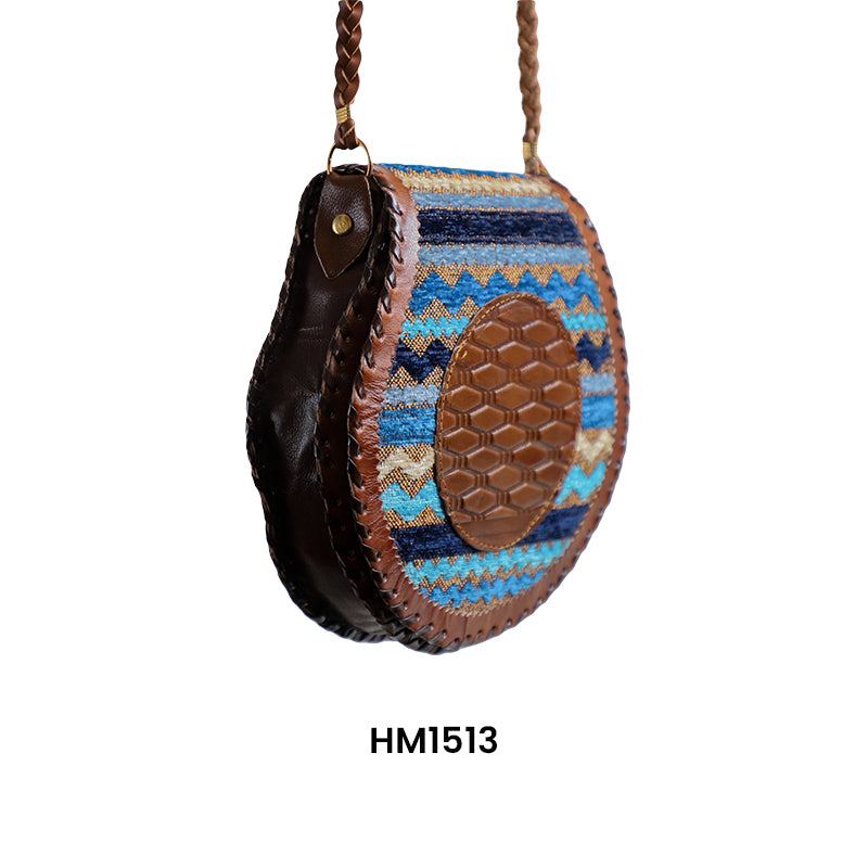 Circle Handmade handbag- Damasco -  Zczac blue and navy style - HM1513