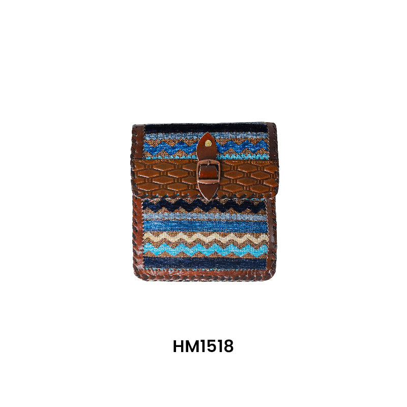 Square Handmade handbag- Damasco -  Zczac blue and navy style- HM1518