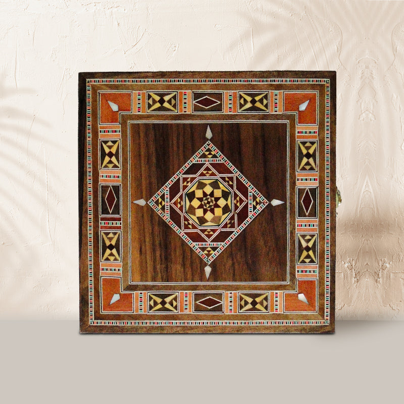 Wooden Mosaic box - handmade- Square - Mosaic Geometric Pattern - HM1548 & HM1549