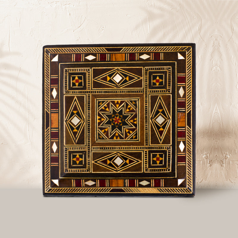 Wooden Mosaic box - Square Mosaic Box- Geometric Pattern - HM1502